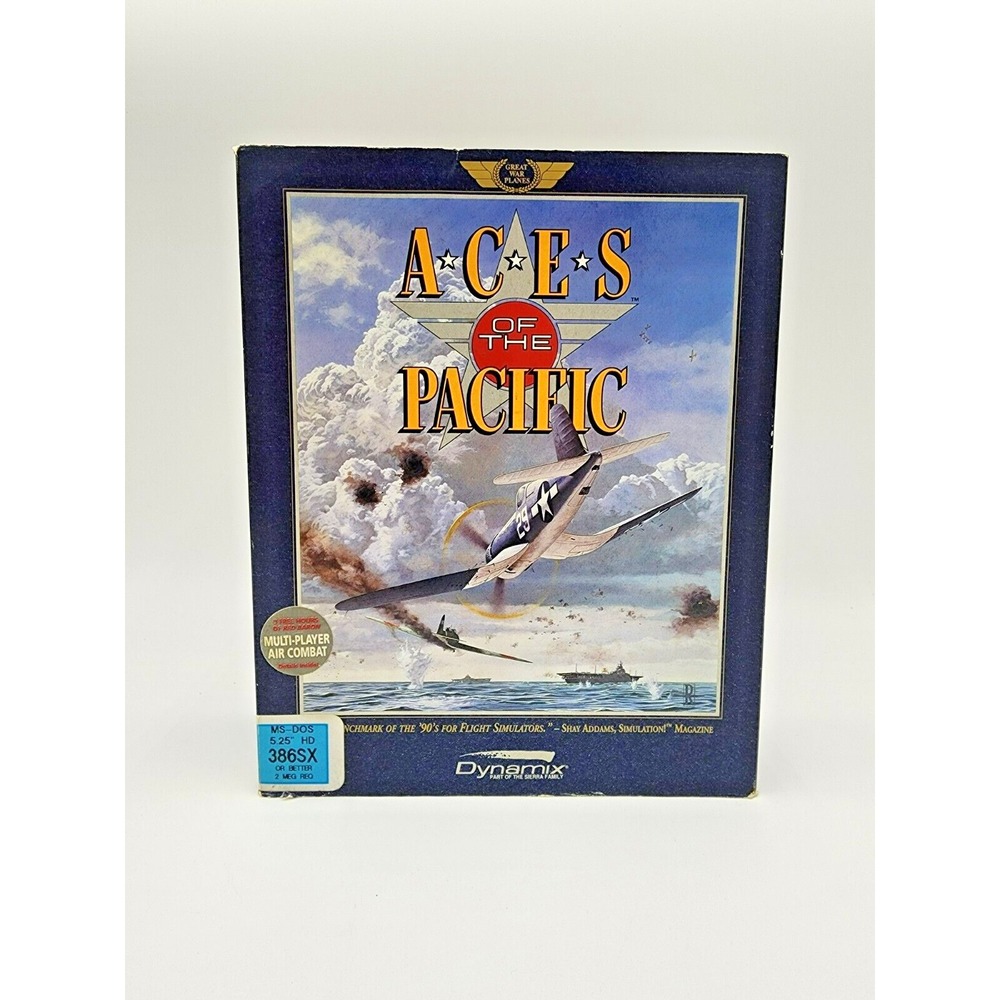 Aces of the Pacific – PC Big Box MS-DOS Game – 3.5" Disk Vintage Flight Sim 1992
